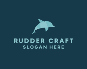 Aquatic Dolphin Origami logo design