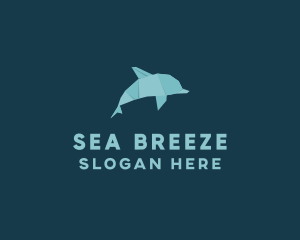 Aquatic Dolphin Origami logo design