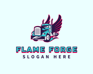 Flaming Truck Wings logo design