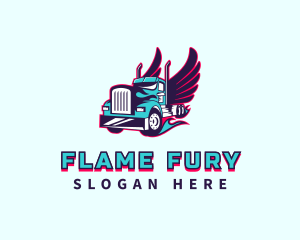 Flaming Truck Wings logo design