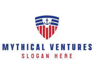 Stripe Anchor Shield logo design