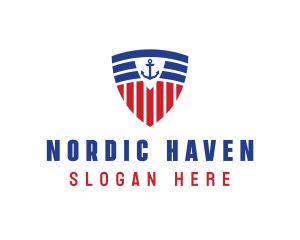 Stripe Anchor Shield logo design