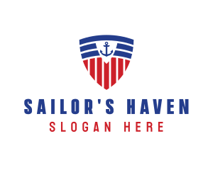 Stripe Anchor Shield logo design