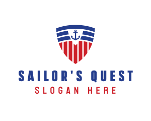 Stripe Anchor Shield logo design