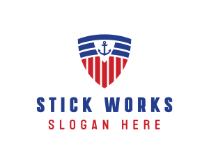 Stripe Anchor Shield logo design