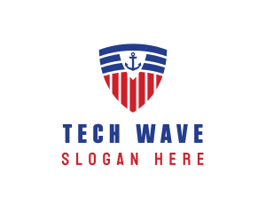 Stripe Anchor Shield logo design