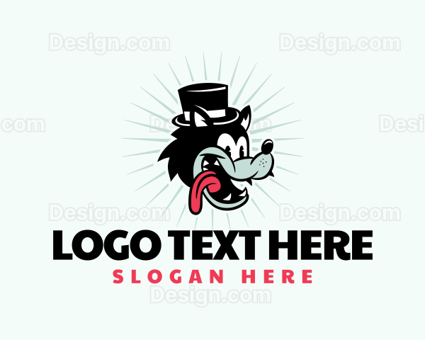 Wolf Top Hat Cartoon Logo