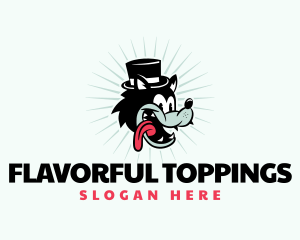 Wolf Top Hat Cartoon logo design