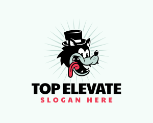 Wolf Top Hat Cartoon logo design