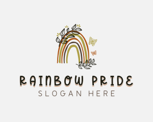 Leaf Butterfly Rainbow logo design