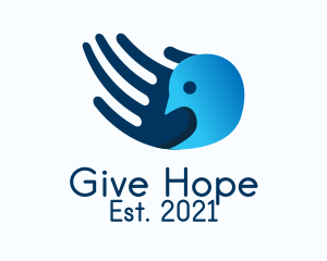 Blue Hand Bird  logo design