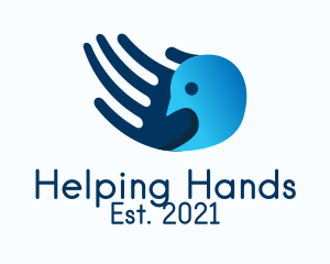 Blue Hand Bird  logo design