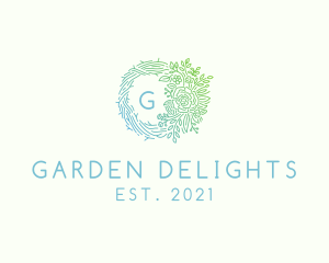 Garden Floral Outline  logo design