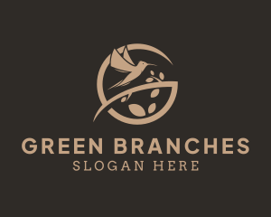 Hummingbird Tree Branch logo design