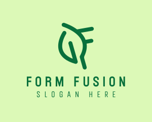 Minimalist Leaf Letter F logo design