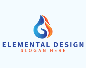 Droplet Flame Element logo design