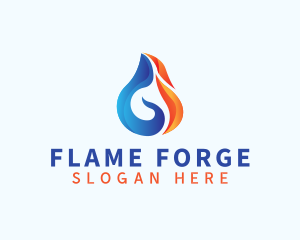 Droplet Flame Element logo design