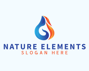 Droplet Flame Element logo design