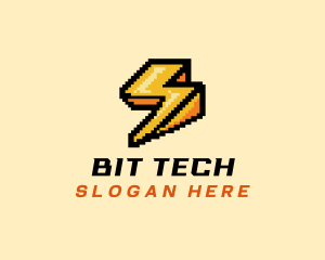 Pixel Lightning Bolt logo design