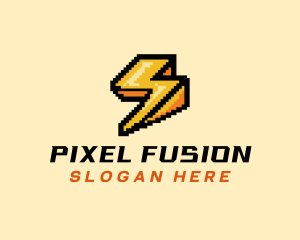 Pixel Lightning Bolt logo design