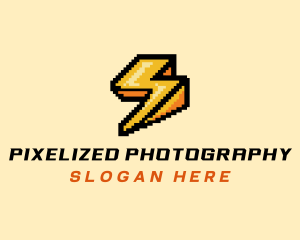 Pixel Lightning Bolt logo design