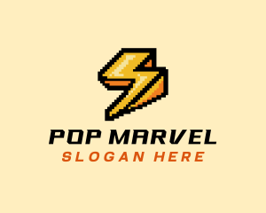 Pixel Lightning Bolt logo design