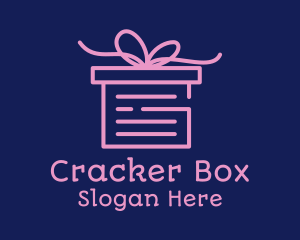 Pink Gift Box Document logo design