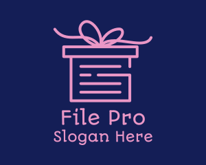 Pink Gift Box Document logo design