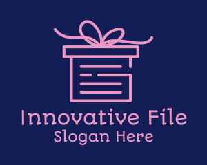 Pink Gift Box Document logo design