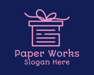 Pink Gift Box Document logo design