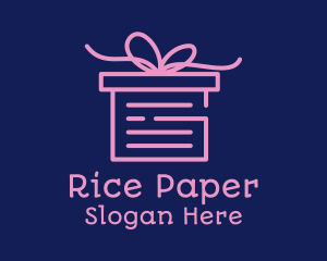 Pink Gift Box Document logo design