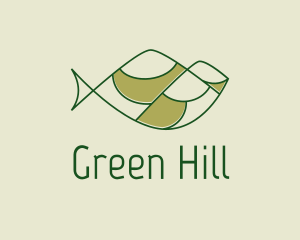 Green Minimalist Fish Hills logo design