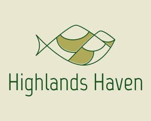 Green Minimalist Fish Hills logo design