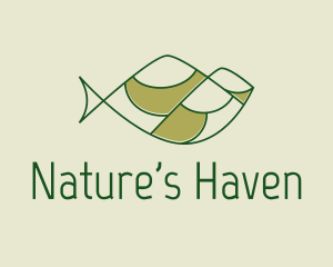 Green Minimalist Fish Hills logo design