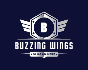 Metallic Industrial Wing logo design