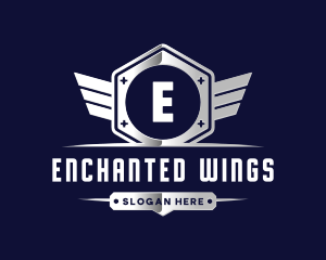 Metallic Industrial Wing logo design