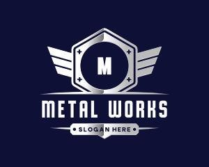 Metallic Industrial Wing logo design