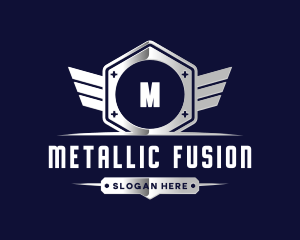 Metallic Industrial Wing logo design