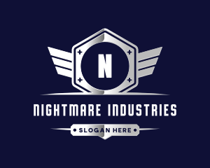 Metallic Industrial Wing logo design