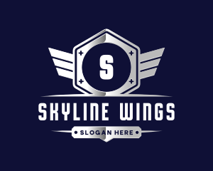 Metallic Industrial Wing logo design