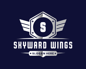 Metallic Industrial Wing logo design