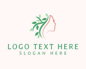 Woman Face Plant Leaves logo