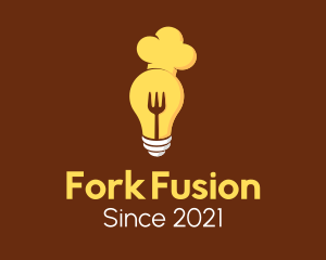 Chef Hat Fork Bulb logo design