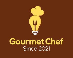 Chef Hat Fork Bulb logo design