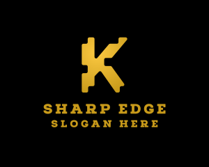 Digital Jagged Letter K logo