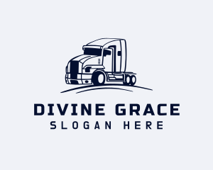 Blue Flatbed Truck Logo