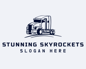 Blue Flatbed Truck Logo