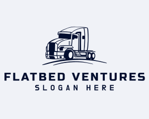 Blue Flatbed Truck logo design