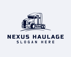 Blue Flatbed Truck logo design