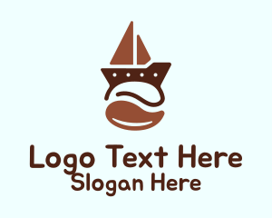 Brown Coffee Bean Boat Logo